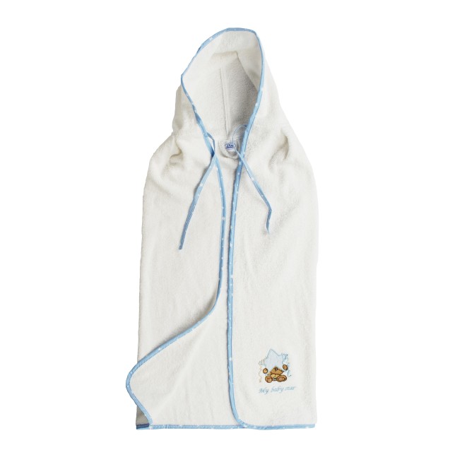 Κάπα Μπουρνούζι Dimcol Αστέρι 127 Λευκό/Σιέλ 80x80