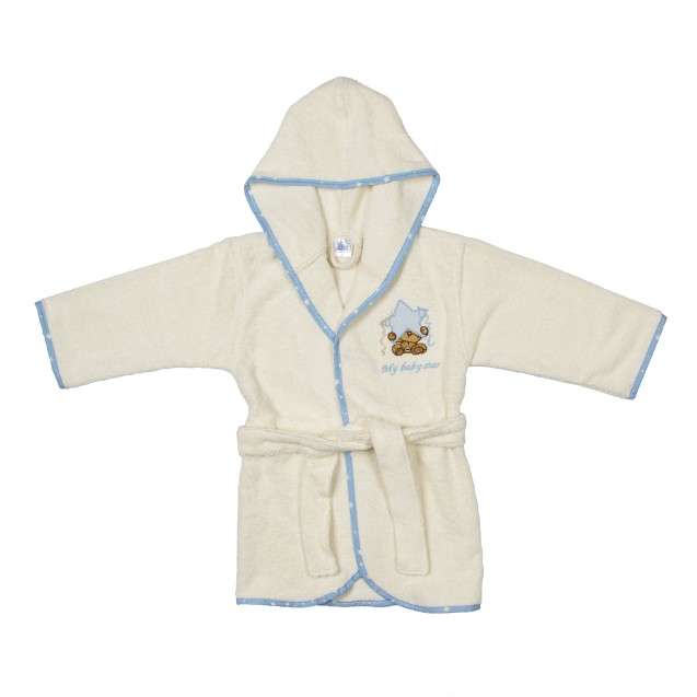 Μπουρνούζι Dimcol Αστέρι 128 Εκρού/Σιέλ No2