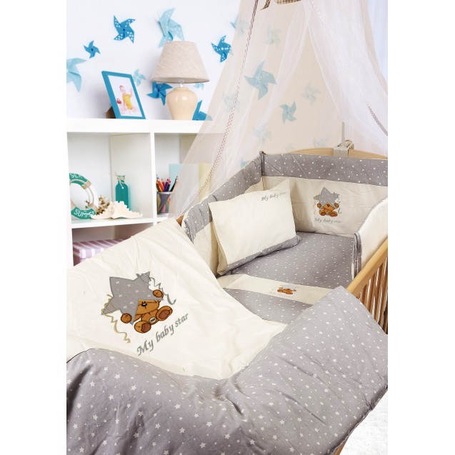 Πάπλωμα Κούνιας Dimcol Αστέρι 129 Εκρού/Γκρι...