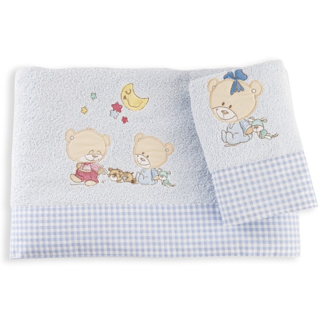 Σετ Πετσέτες 2 Τεμαχίων Dimcol Happy Bears 19 Σιέλ