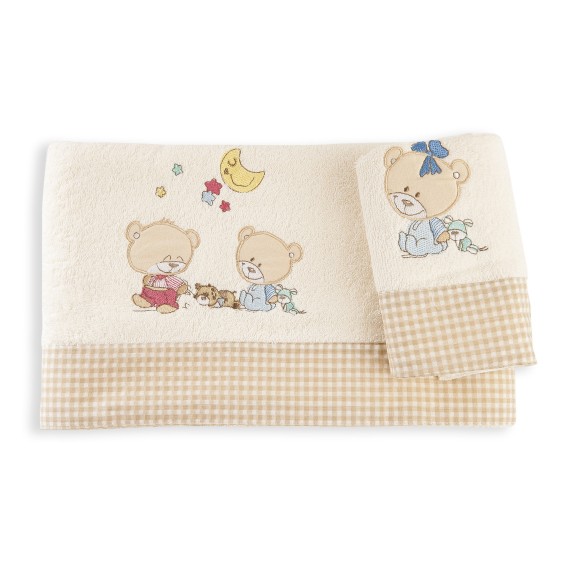 Σετ Πετσέτες 2 Τεμαχίων Dimcol Happy Bears 22 Εκρού/Μπεζ