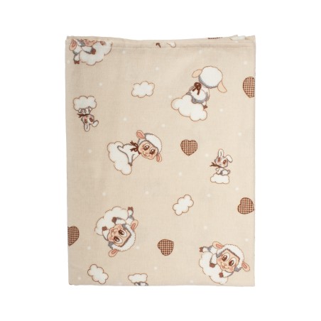 Σεντόνι Λίκνου Φανελένιο Dimcol Προβατάκι 07 Beige 80x110