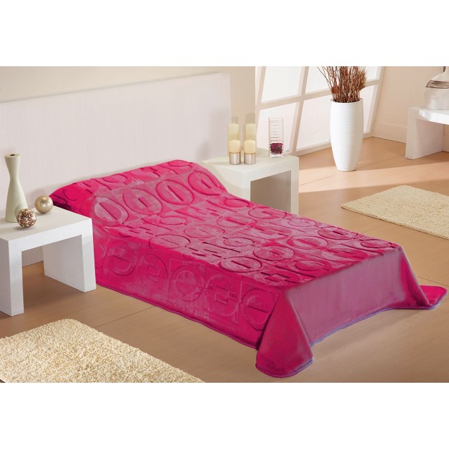 Κουβέρτα Βελουτέ Μονή Ανάγλυφη Dimcol Φούξια...