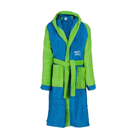 Παιδικό Μπουρνούζι Με Κουκούλα Dimcol Happy Smile Μπλε