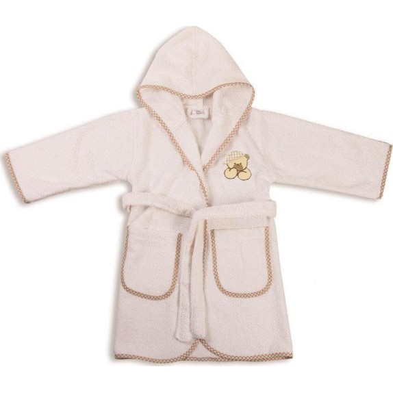 Μπουρνούζι Βρεφικό Dimcol Αρκούδος 102 Λευκό/Μπεζ Νο2