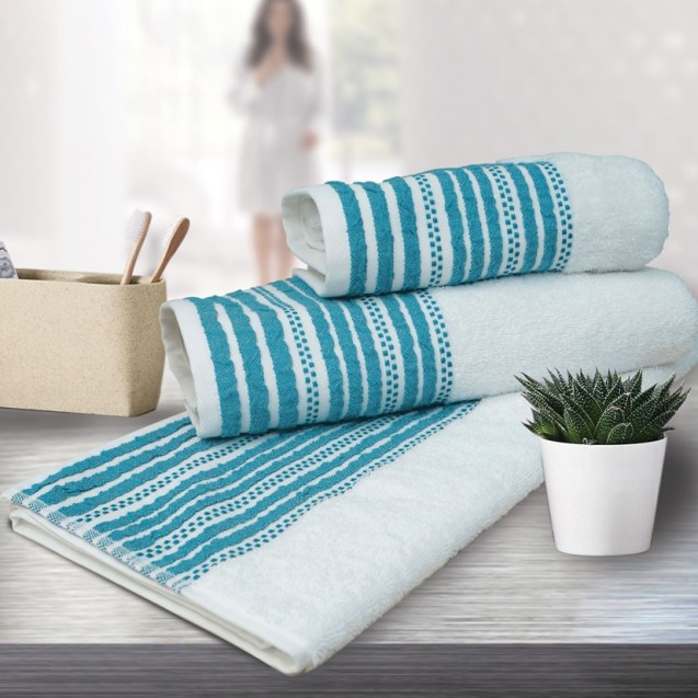 Σετ Πετσέτες 3 Τεμαχίων Sb Home Romina Aqua 70x140