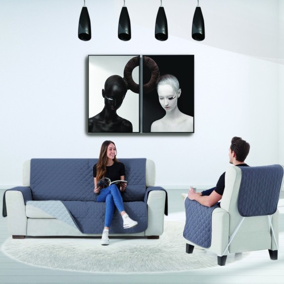 Καπιτονέ Κάλυμμα Τριθέσιου Sb Home Nikol Carbone 160εκ.