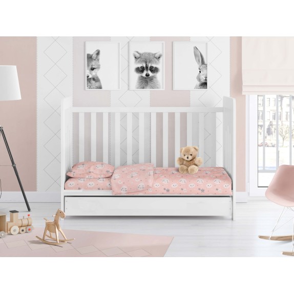 Σετ Σεντόνια Κούνιας Dimcol Smile 82 Coral 120x160