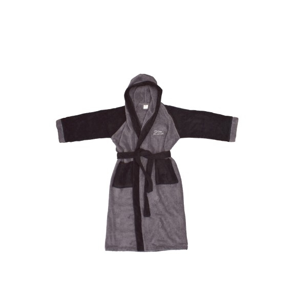 Μπουρνούζι Παιδικό με Κουκούλα Dimcol Happy Smile Γκρι/Μαύρο