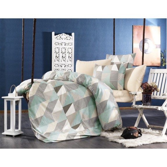 Παπλωματοθήκη Μονή Dimcol Geometrical 330 Green-Beige...