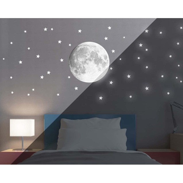 Φωσφορίζοντα Αυτοκόλλητα Τοίχου Ango Moon Large...