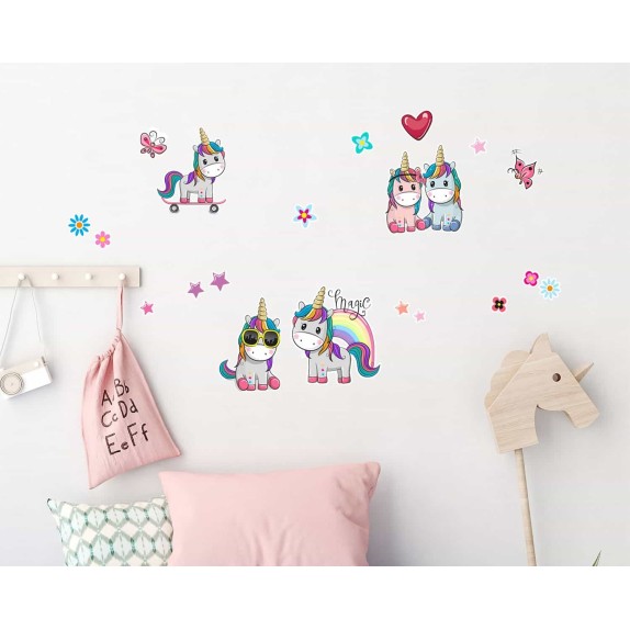 Διακοσμητικά Αυτοκόλλητα Τοίχου Ango Colorful Unicorns...