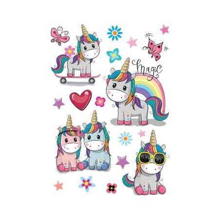 Διακοσμητικά Αυτοκόλλητα Τοίχου Ango Colorful Unicorns Large 18116