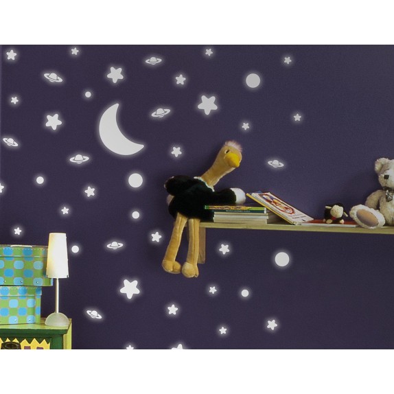 Φωσφορίζοντα Αυτοκόλλητα Τοίχου Ango White Stars Medium...