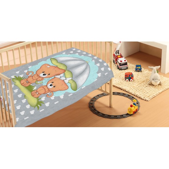 Κουβέρτα Βελουτέ Κούνιας Dimcol Rainy Bears 07 Grey 110x140