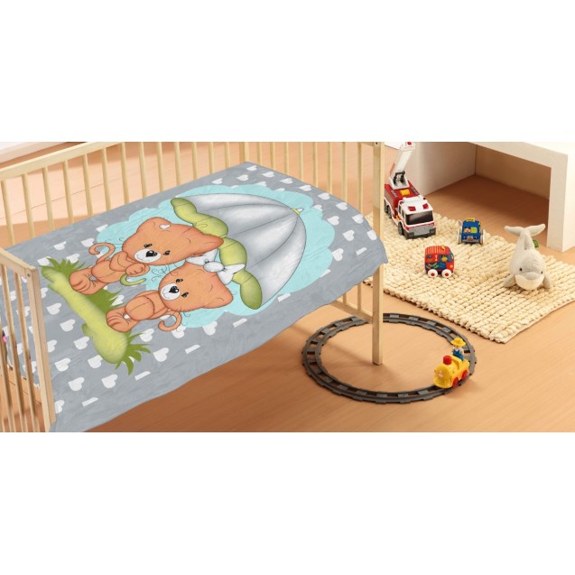 Κουβέρτα Βελουτέ Κούνιας Dimcol Rainy Bears 07...