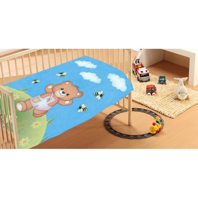 Κουβέρτα Βελουτέ Κούνιας Dimcol Teddy Bear 01...