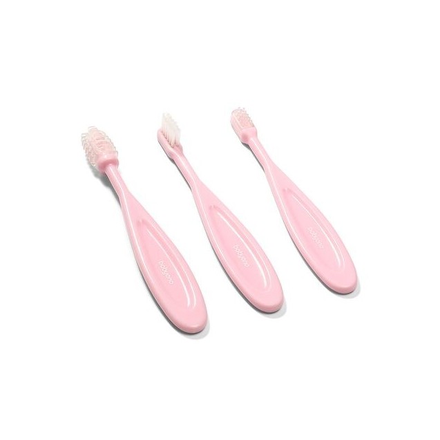 BabyOno Σετ 3 οδοντόβουρτσες από 3 μηνών Ροζ...
