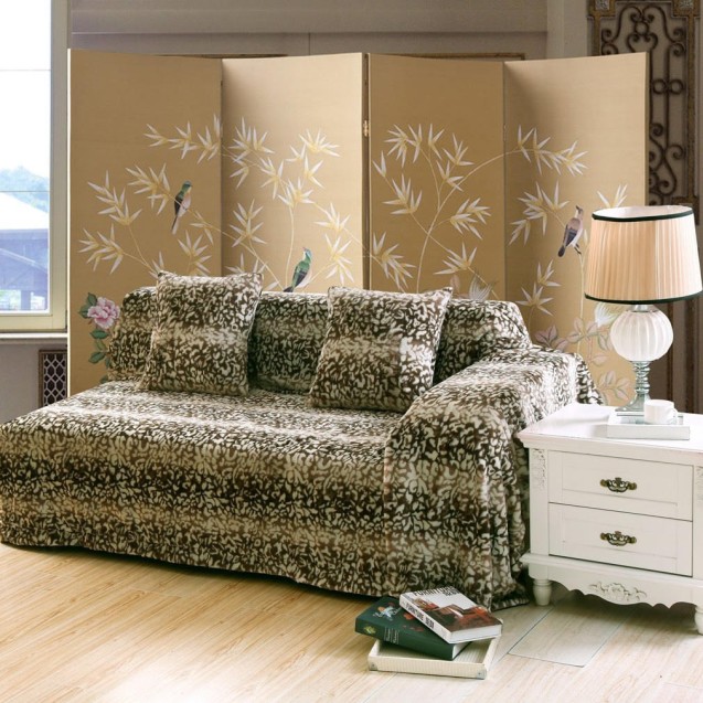 Ριχτάρι Διθέσιου Silk Fashion Leopard Καφέ 180x250