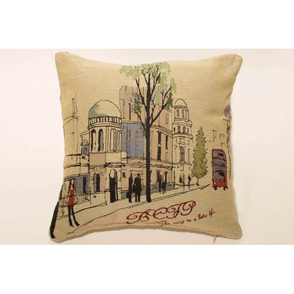Μαξιλαροθήκη Διακόσμησης Silk Fashion British Road 2 45x45