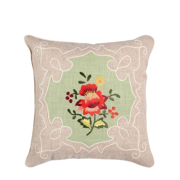 Μαξιλαροθήκη Διακόσμησης Silk Fashion Λινό Λουλούδι1 45x45