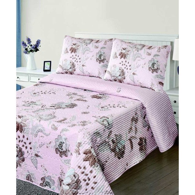 Σετ Κουβερλί Υπέρδιπλο Silk Fashion 5305 Ρόζ...