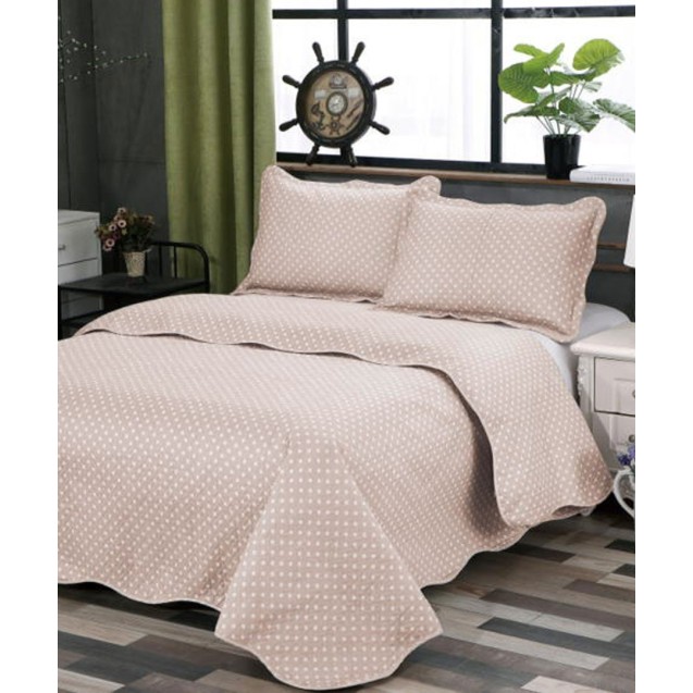 Σετ Κουβερλί Υπέρδιπλο Silk Fashion Dot Beige...