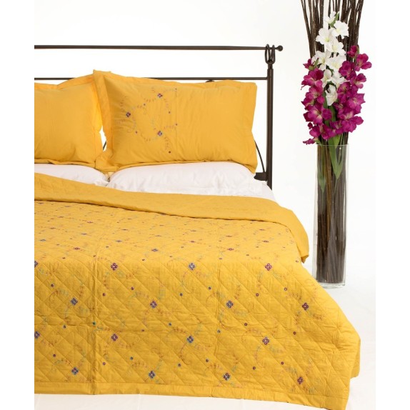 Σετ Κουβερλί Υπέρδιπλο Silk Fashion 24 Κίτρινο 220x240