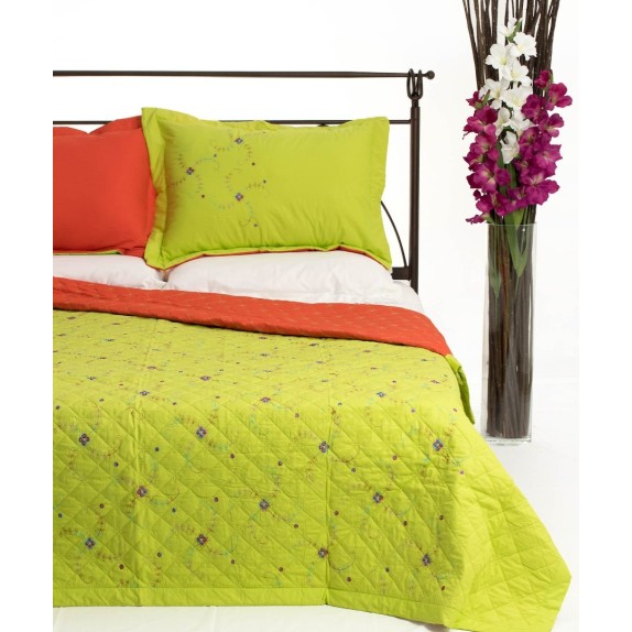 Σετ Κουβερλί Υπέρδιπλο Silk Fashion 24 Λαχανί 220x240