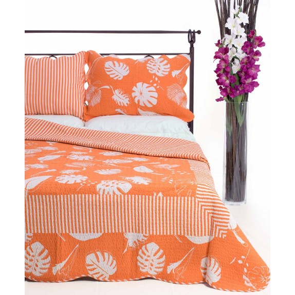 Σετ Κουβερλί Υπέρδιπλο Silk Fashion 350 Πορτοκαλί 220x240