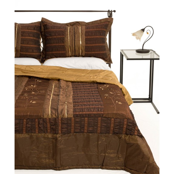 Σετ Κουβερλί Υπέρδιπλο Silk Fashion 10506 Καφέ 220x240