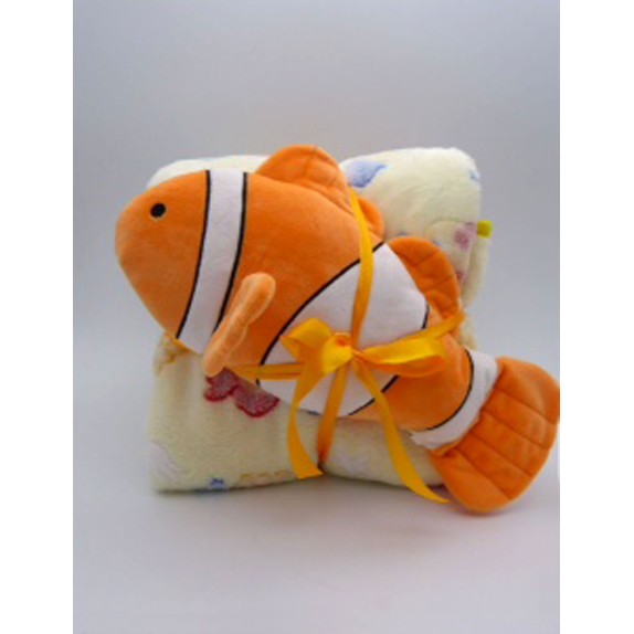 Σετ Βρεφική Κουβέρτα και Κουκλάκι Silk Fashion Clownfish...