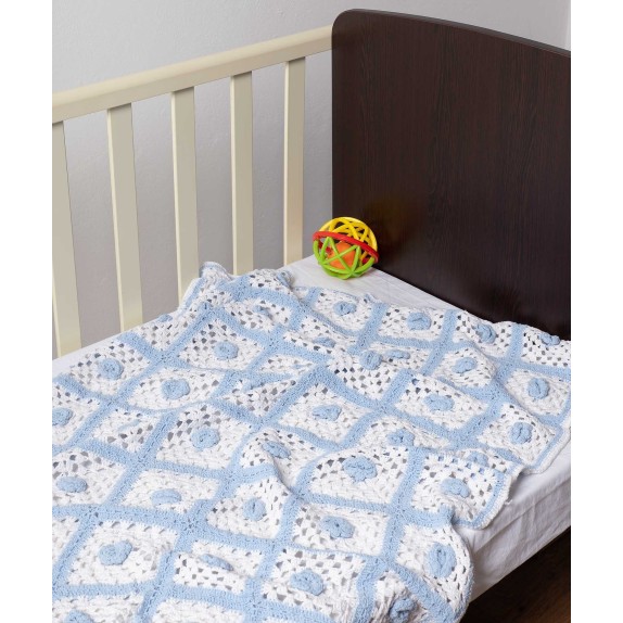 Βρεφική Κουβέρτα Πλεκτή Silk Fashion Σιέλ/Λευκό 100x150