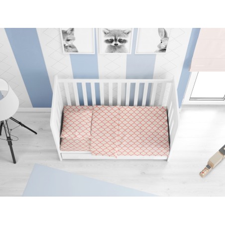 Σετ Σεντόνια Κούνιας Dimcol Windows 161 White-Coral 120x160