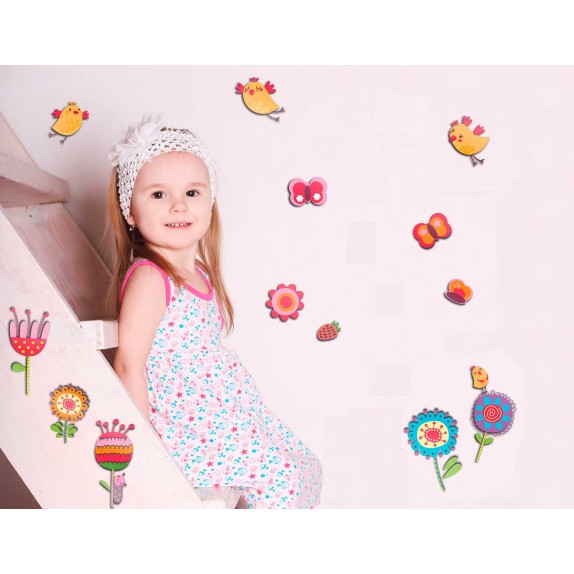 Αυτοκόλλητα 3 επιπέδων Ango Birds & Flowers 14501