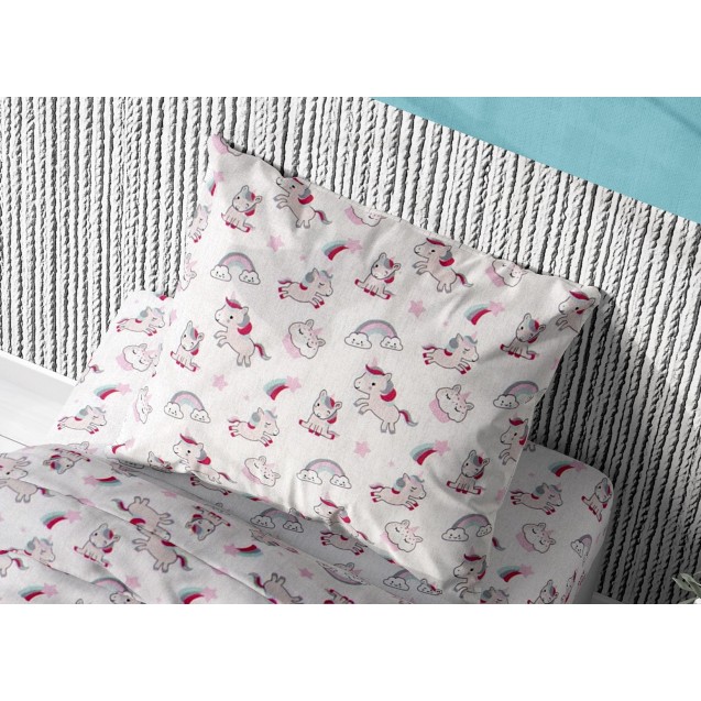 Μαξιλαροθήκη Dimcol Unicorn 108 White-Pink 50x70