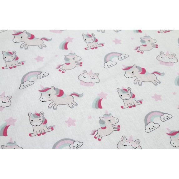 Σεντόνι Λίκνου Dimcol Unicorn 108 White-Pink 80x110