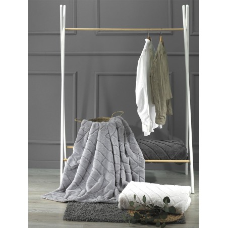 Σετ Γούνινη Κουβέρτα Υπέρδιπλη Morven Kaplan K08 Γκρι 230x250