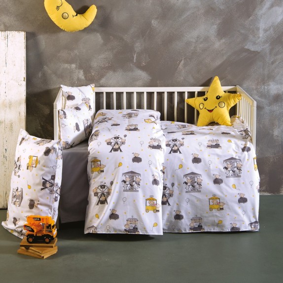 Σετ Σεντόνια Κούνιας 3 Τεμαχίων Sb Home Luna Park Grey...