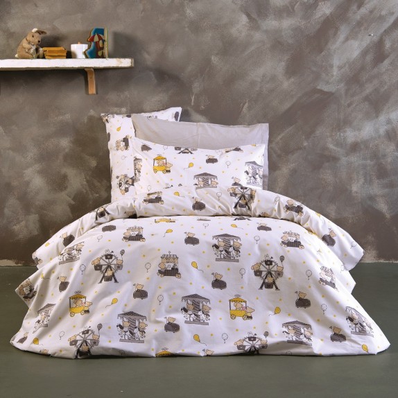 Σετ Σεντόνια Λίκνου 2 Τεμαχίων Sb Home Luna Park Grey 80x110