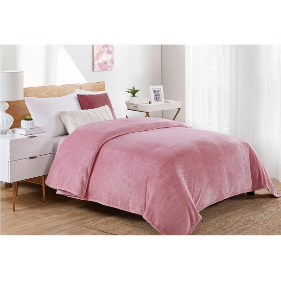  Κουβέρτα Fleece Μονή Dimcol Μονόχρωμη 01 Cashmere Pink...
