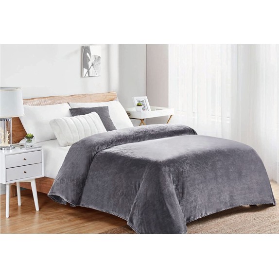  Κουβέρτα Fleece Υπέρδιπλη Dimcol Μονόχρωμη 06 Grey 220x240