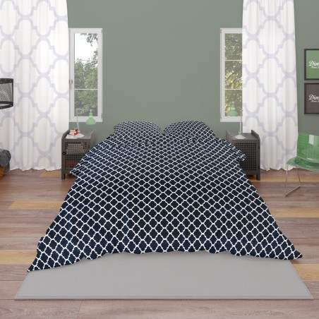 Παπλωματοθήκη Υπέρδιπλη Dimcol Windows 175 Dark Blue-White 220x240