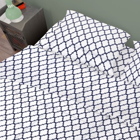 Σετ Σεντόνια King Size 4 Τεμαχίων Dimcol Windows 176 White-Dark Blue 240x270