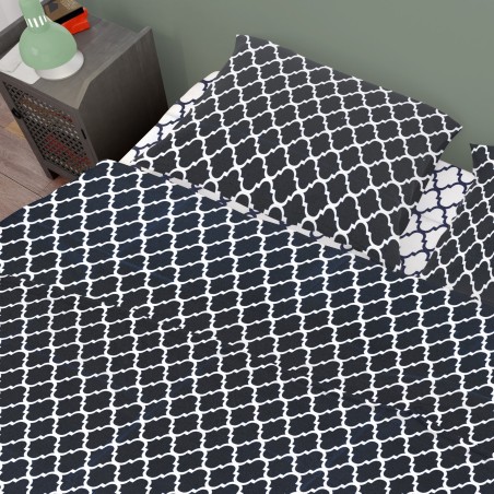 Σετ Σεντόνια King Size 4 Τεμαχίων Dimcol Windows 177 Multi Dark Blue-White 240x270