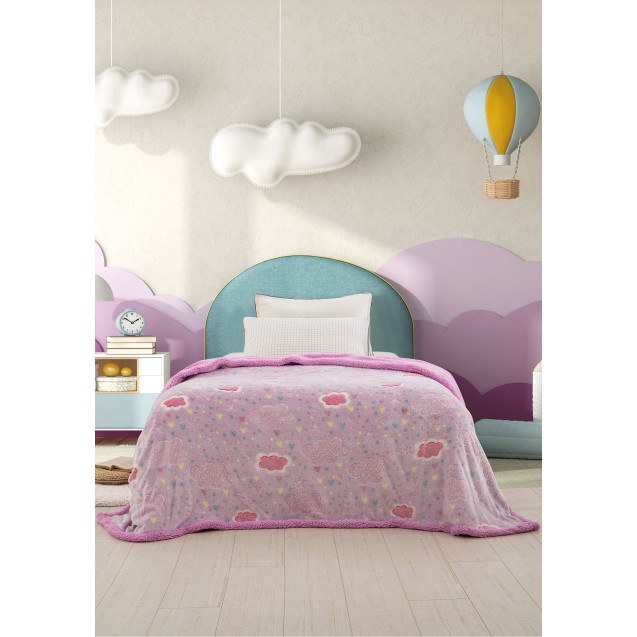 Κουβέρτα Φωσφοριζέ με Γούνα Sherpa Ημίδιπλη...