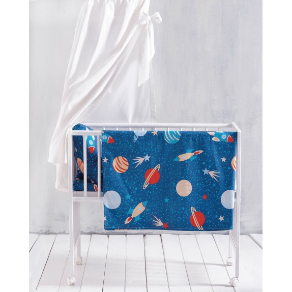 Σεντόνι Λίκνου Rythmos Space Odyssey Μπλε 80x110