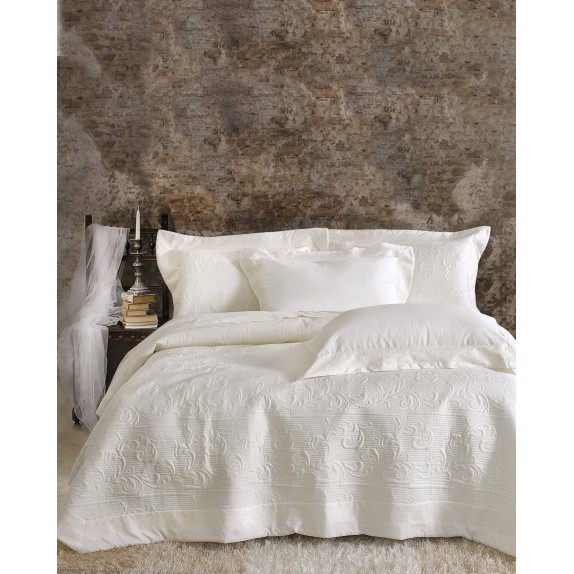 Σετ Κουβερλί Υπέρδιπλο 7 Τεμαχίων Rythmos Krispa Εκρού