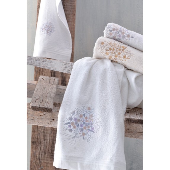 Σετ Πετσέτες 3 Τεμαχίων Rythmos Amantine Λευκό