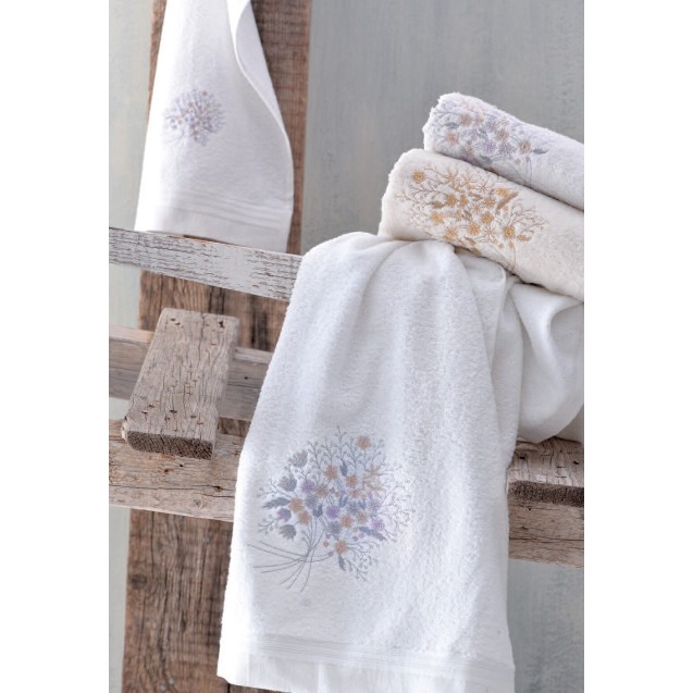 Σετ Πετσέτες 3 Τεμαχίων Rythmos Amantine Λευκό